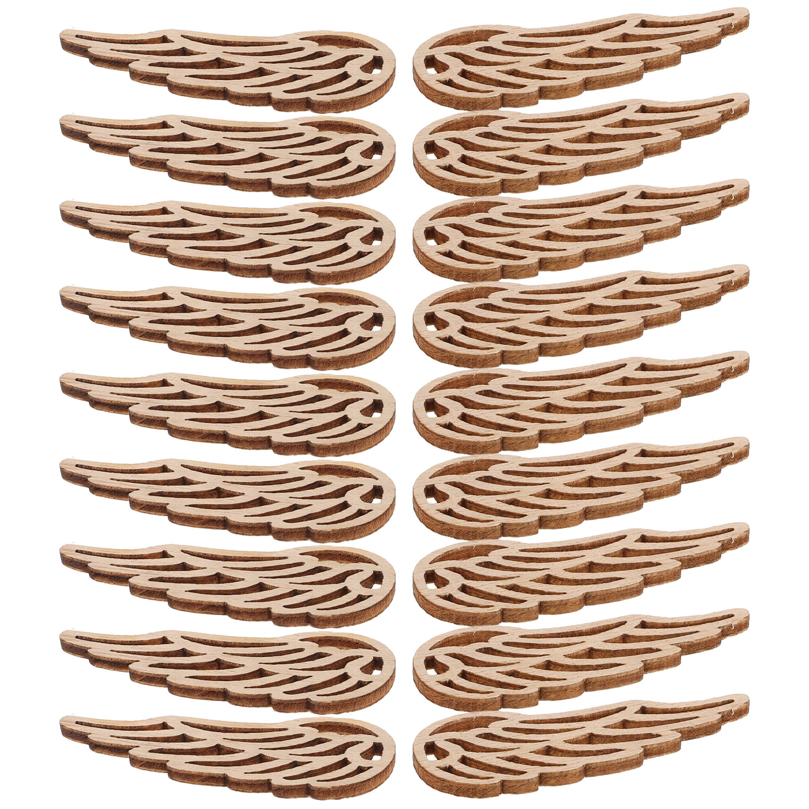 Christmas Craft Embellishment - 50Pcs Natural Wood Angel Wings Cutouts