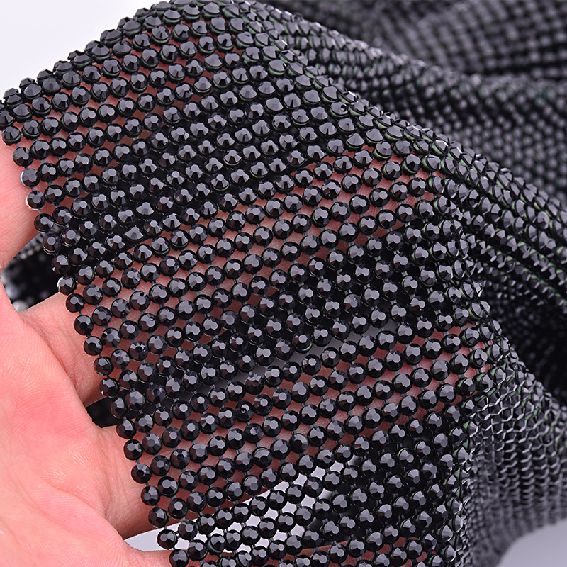 JUNAO 45*120cm Black Gold Crys - Crystal Mesh Fabric incelemesi ve fiyatı