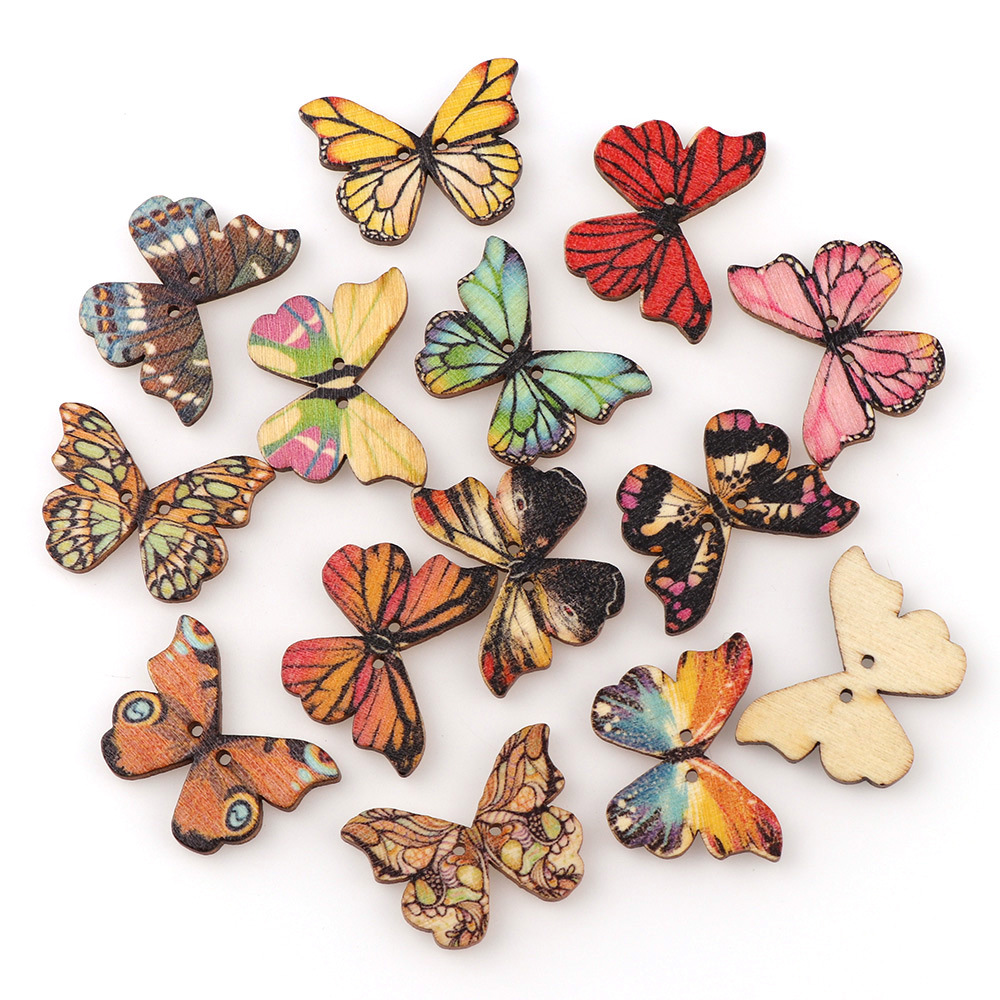 50pcs Butterfly wooden button  - Embellishments For Scrapbooking incelemesi ve fiyatı