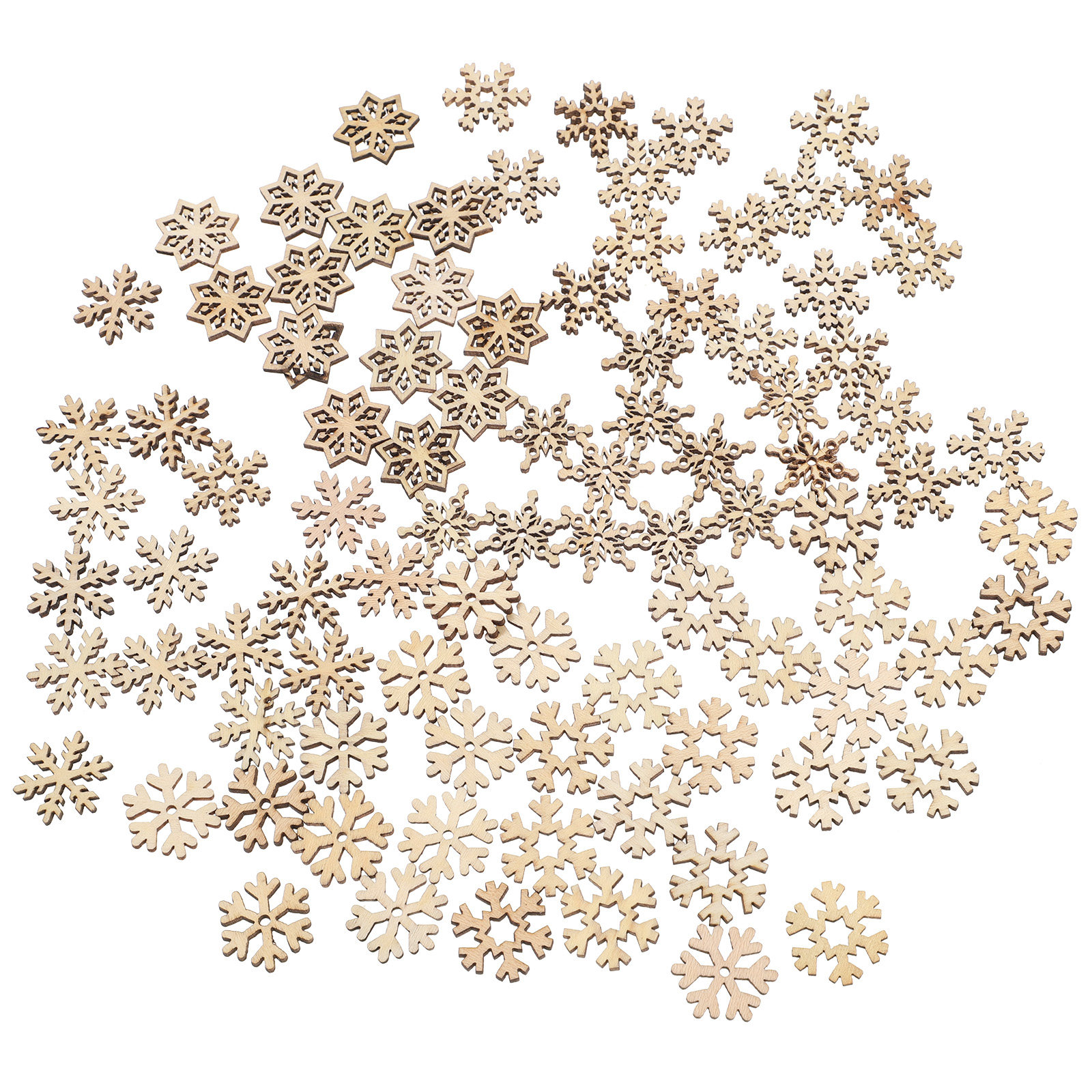 100Pcs Wooden Snowflakes Ornam - Christmas Craft Embellishment incelemesi ve fiyatı