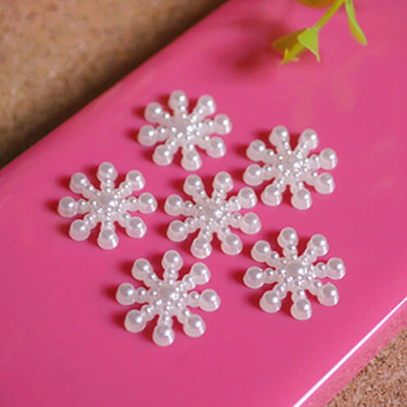 100pcs White Pearl Resin Snowf - Christmas Craft Embellishment incelemesi ve fiyatı