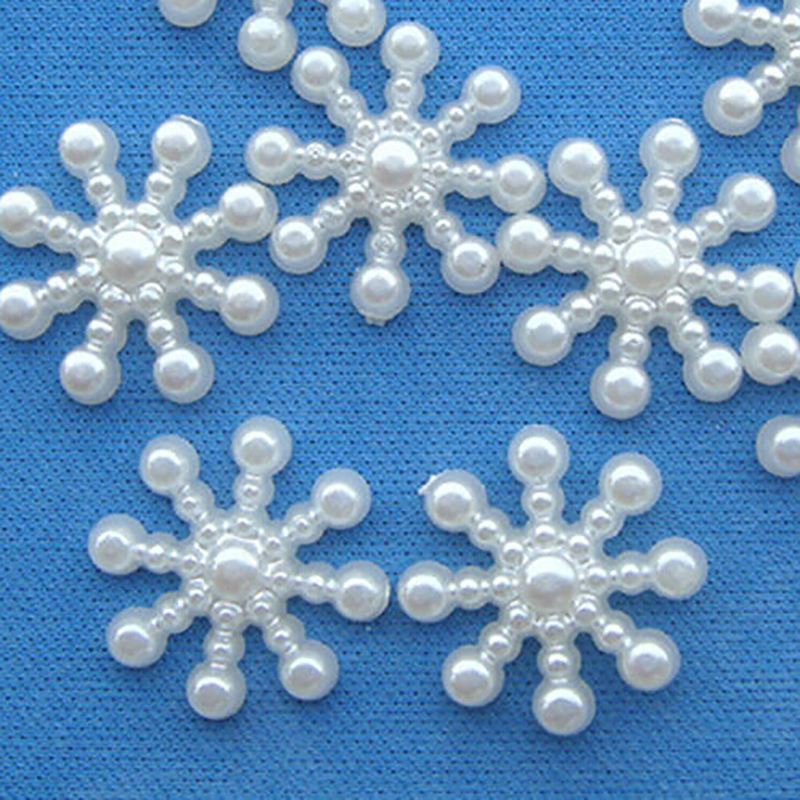 100pcs White Pearl Resin Snowf - Christmas Craft Embellishment incelemesi ve fiyatı
